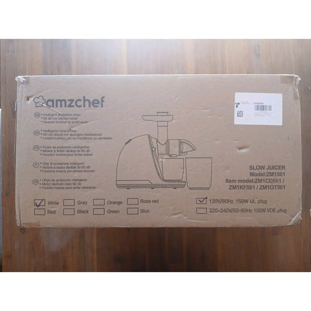 Amzchef ZM1501 White 120V 150 Watts Cold Press Masticating Slow Juicer‎ J3